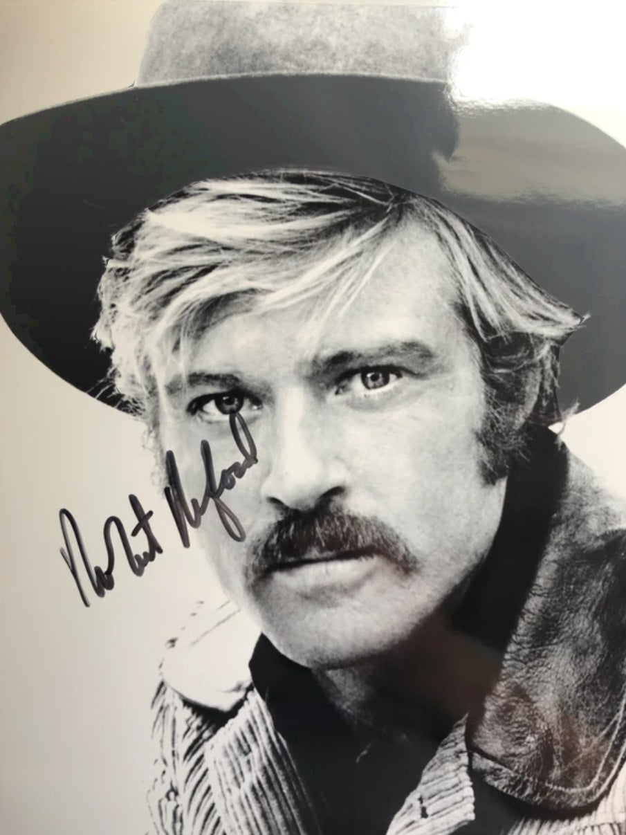 Robert Redford signed photo cowboy hat black marker