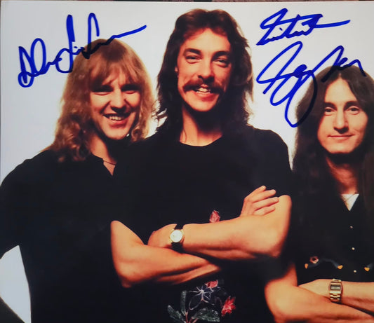 Rush band signed photo blue marker