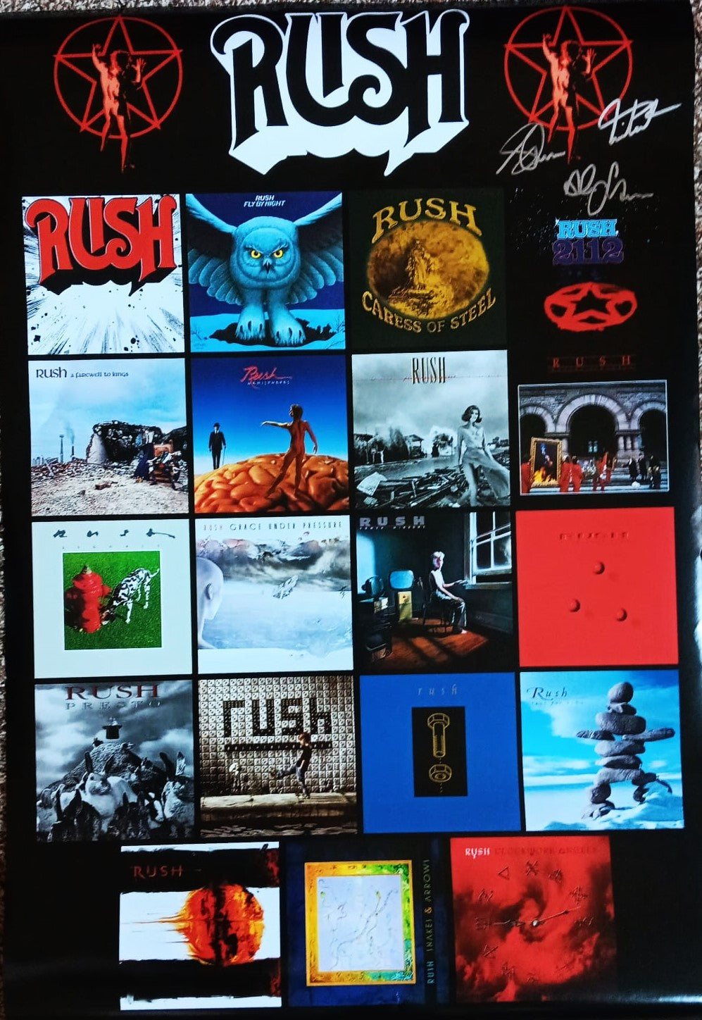 RUSH Band signed autographed poster COA Hologram Beckett Autographs