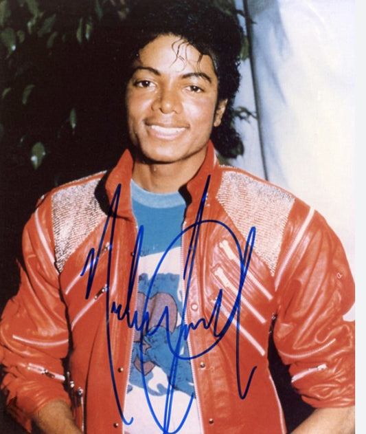 Michael Jackson signed photo Red Jacket Beckett autographs