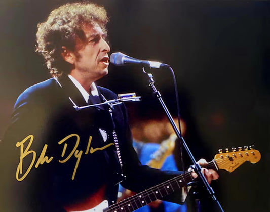 Bob Dylan signed photo gold marker concert pic