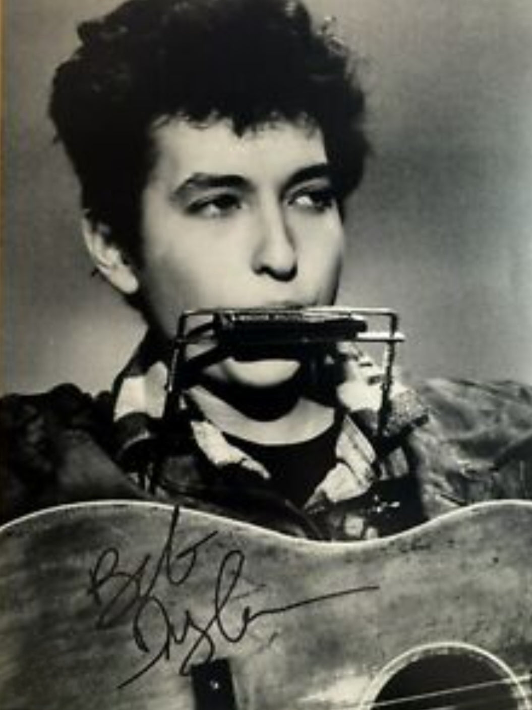 Bob Dylan signed photo vintage harmonica Boston Memorabilia