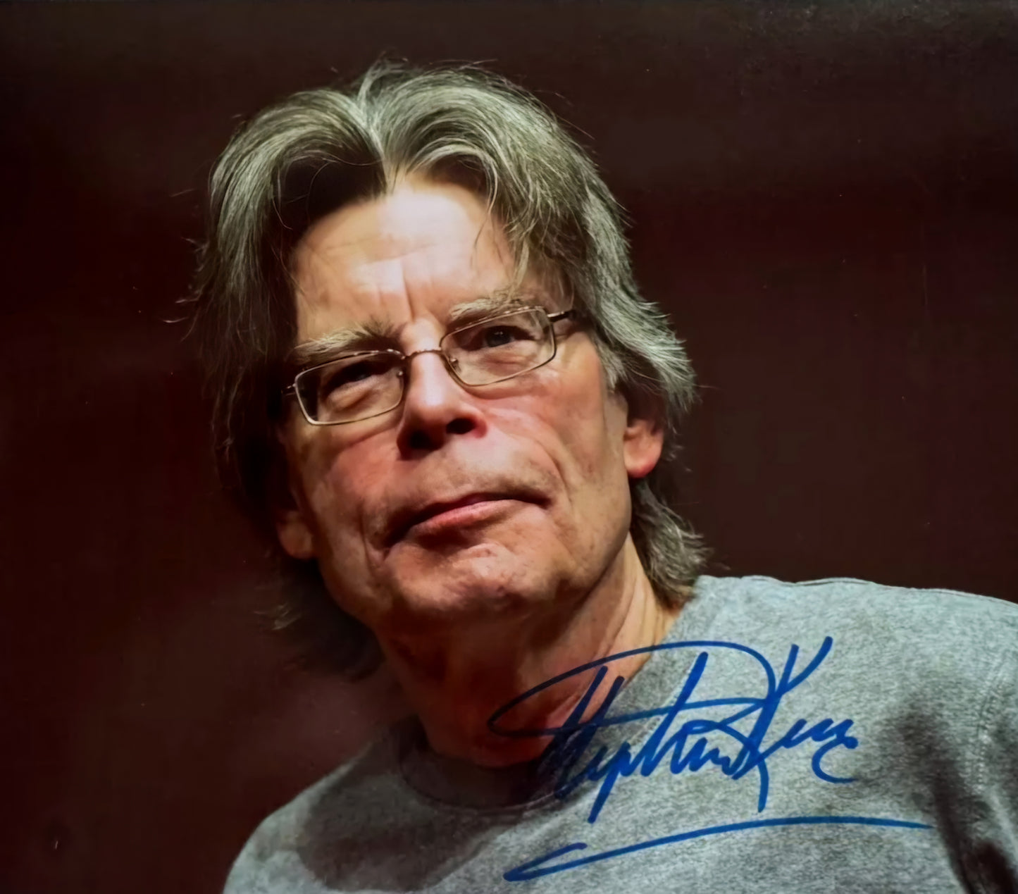 Stephen King signed photo face pic blue marker 