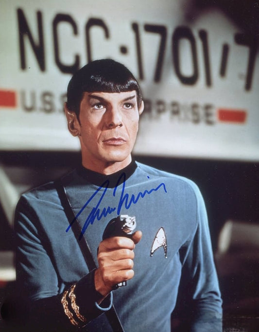 Leonard Nimoy signed photo star gun Beckett autographs