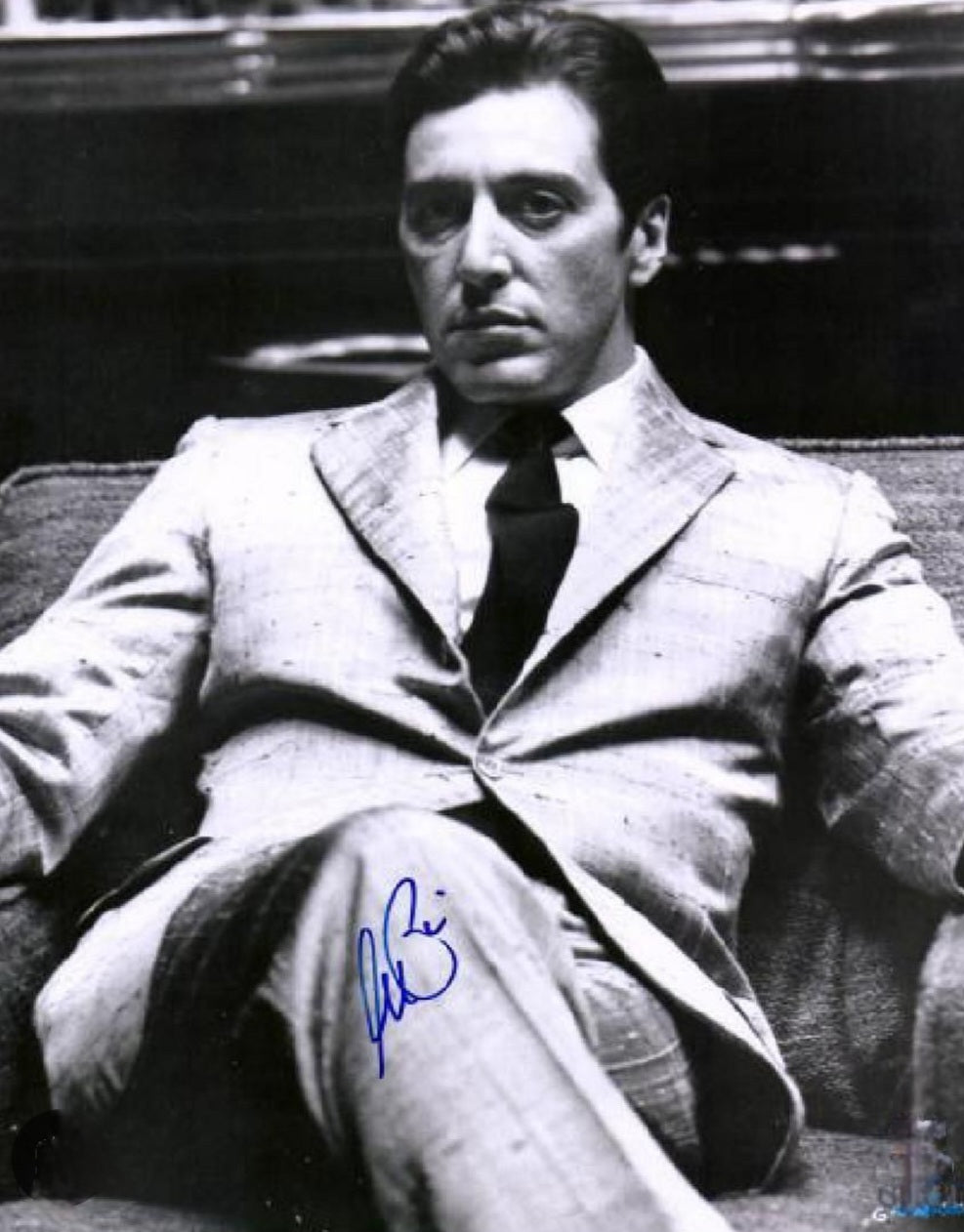 Al Pacino signed photo The Godfather sitting in suit