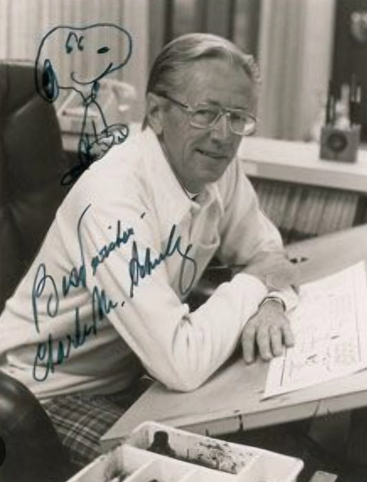 Charles Schulz signed photo self portrait autographs