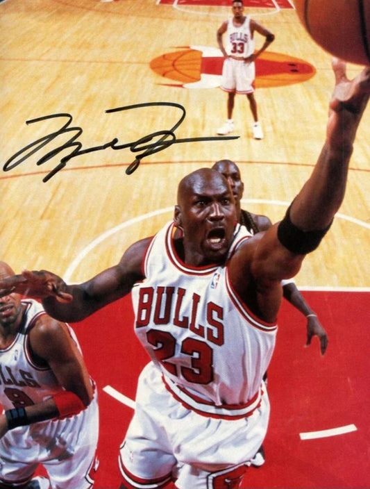 Michael Jordan signed autographed photo head to the rim