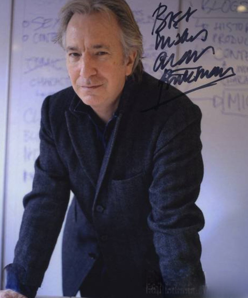 Alan Rickman signed photo selfie and suit