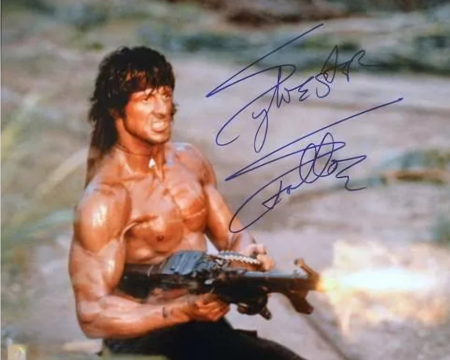 Sylvester Stallone signed photo Rambo Beckett autographs