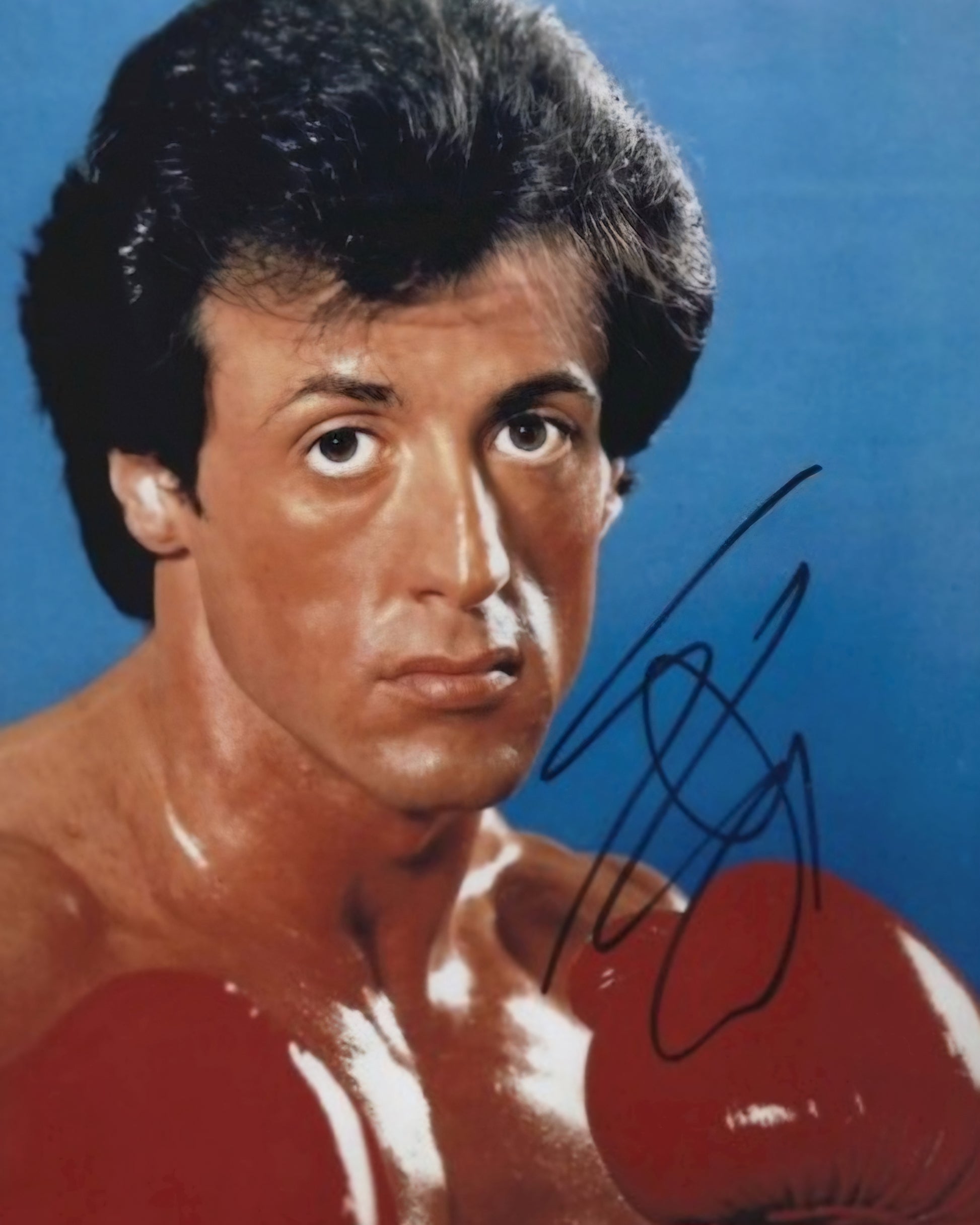 Sylvester Stallone signed photo red gloves Beckett autographs