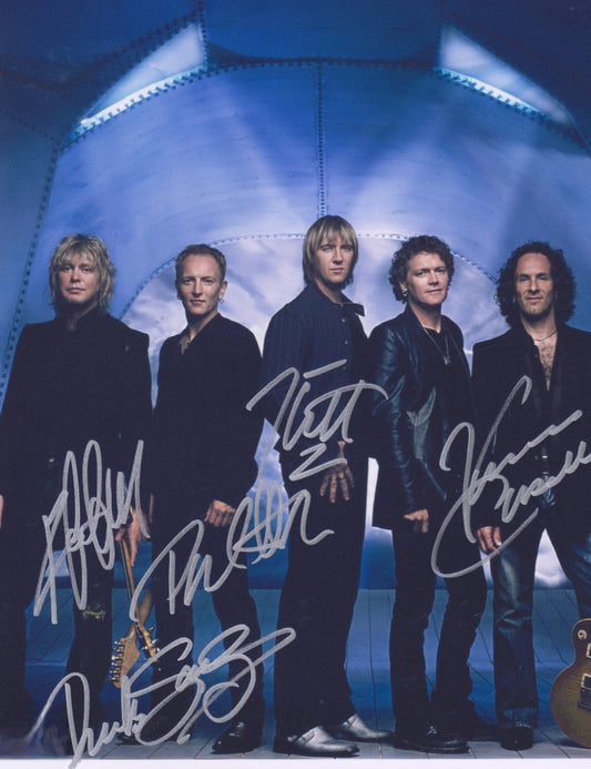 Def Leppard band signed photo laser lights Beckett autographs