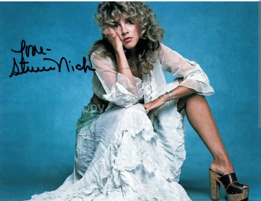 Stevie Nicks signed photo white dress Beckett autographs