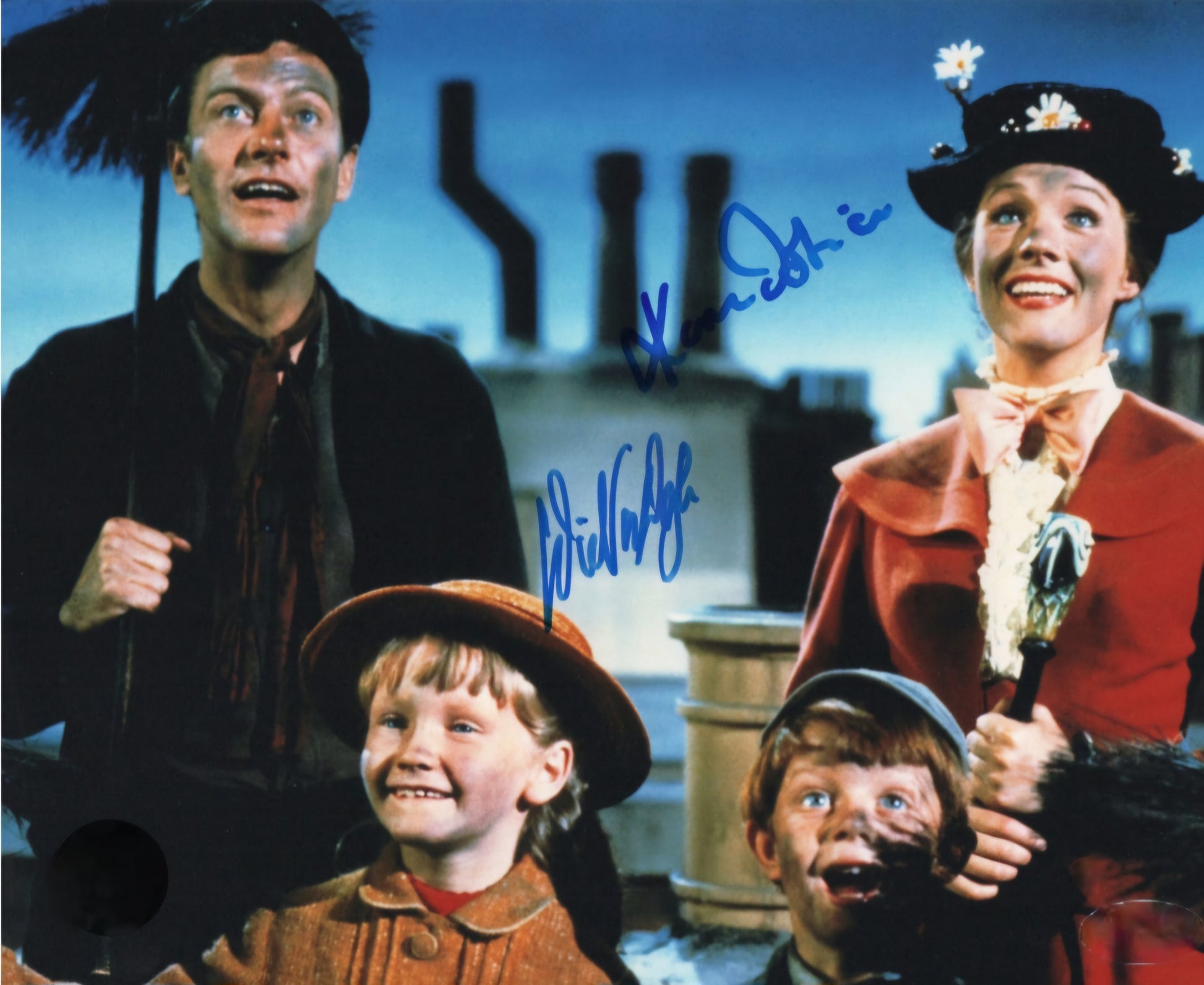 Mary Poppins cast signed photo movie scene Beckett autographs