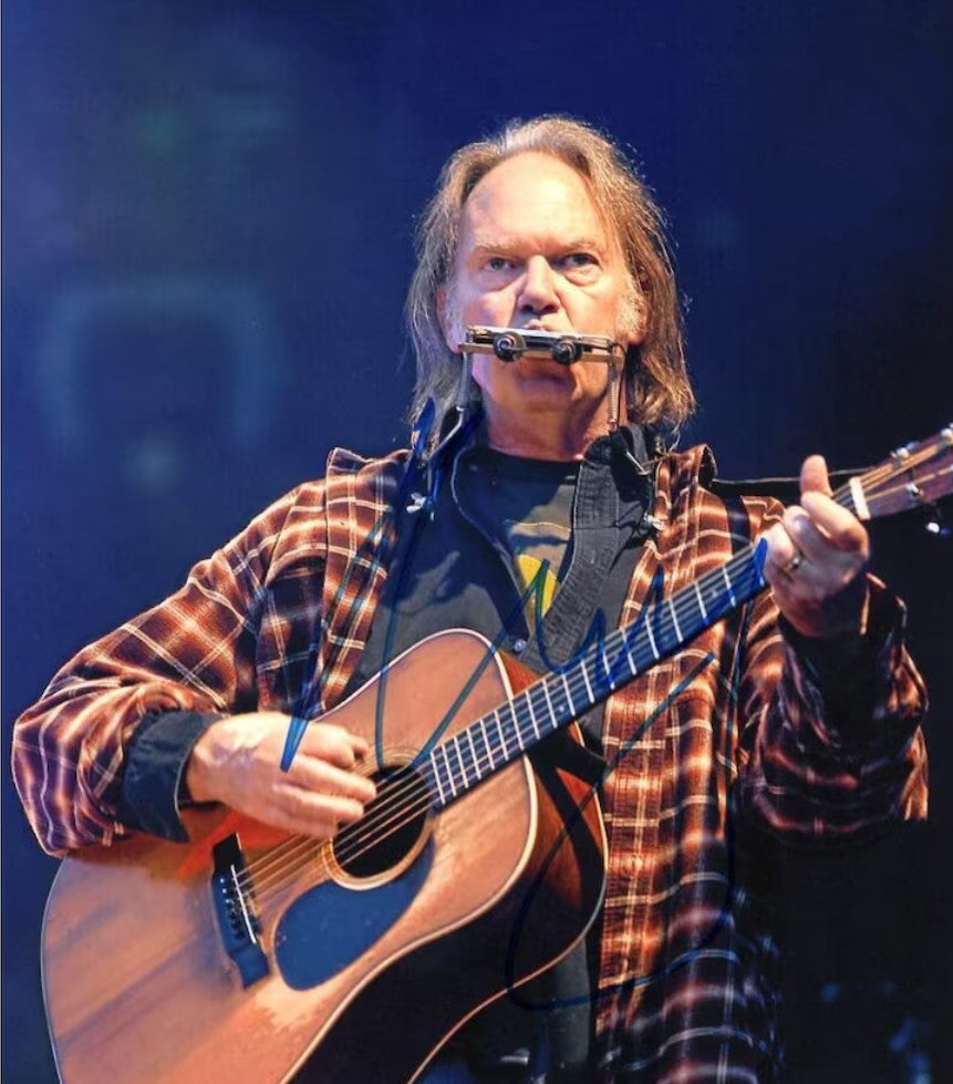 Neil young signed photo as an old man 