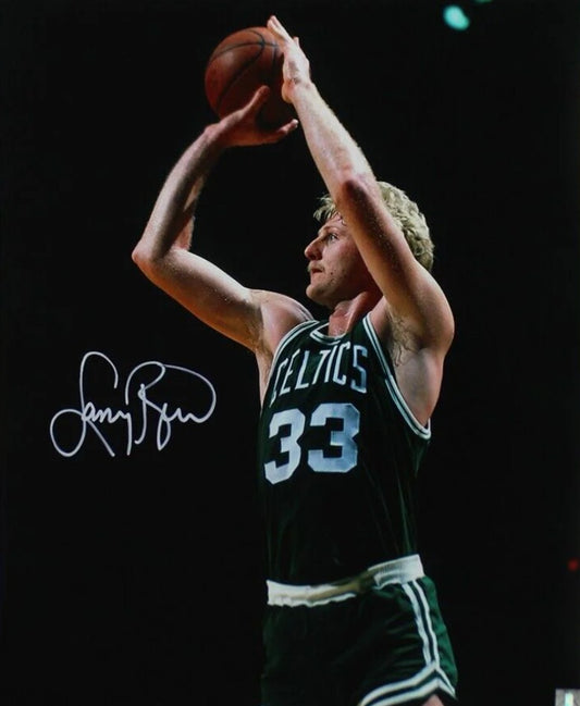 Larry Bird signed photo shooting the shot Boston memorabilia