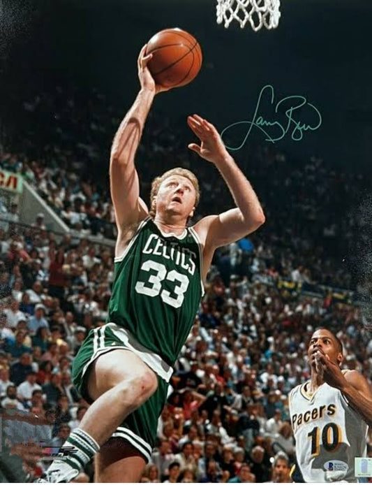 Larry Bird signed autographed photo flying shot Boston memorabilia