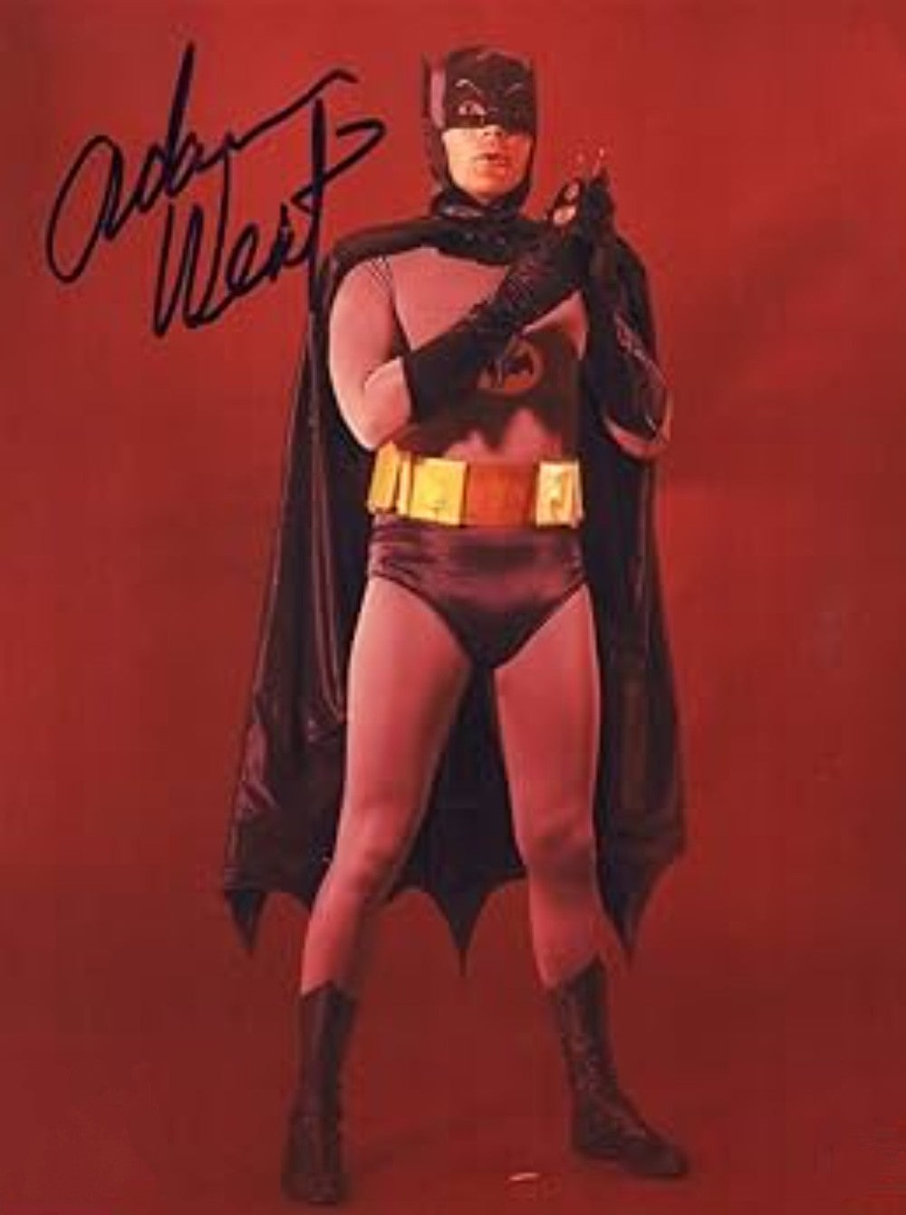 Adam West signed autographed photo red background