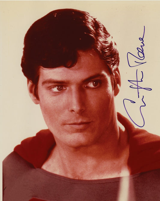 Christopher Reeve signed photo blue marker