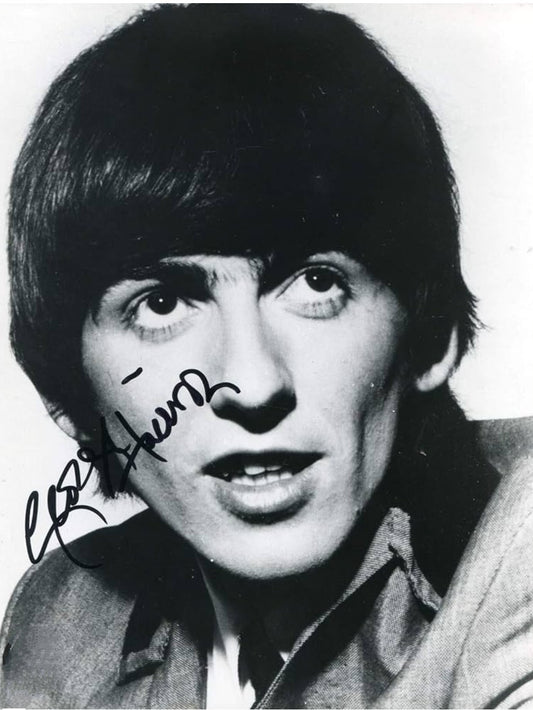 George Harrison signed autographed photo black and white with black marker