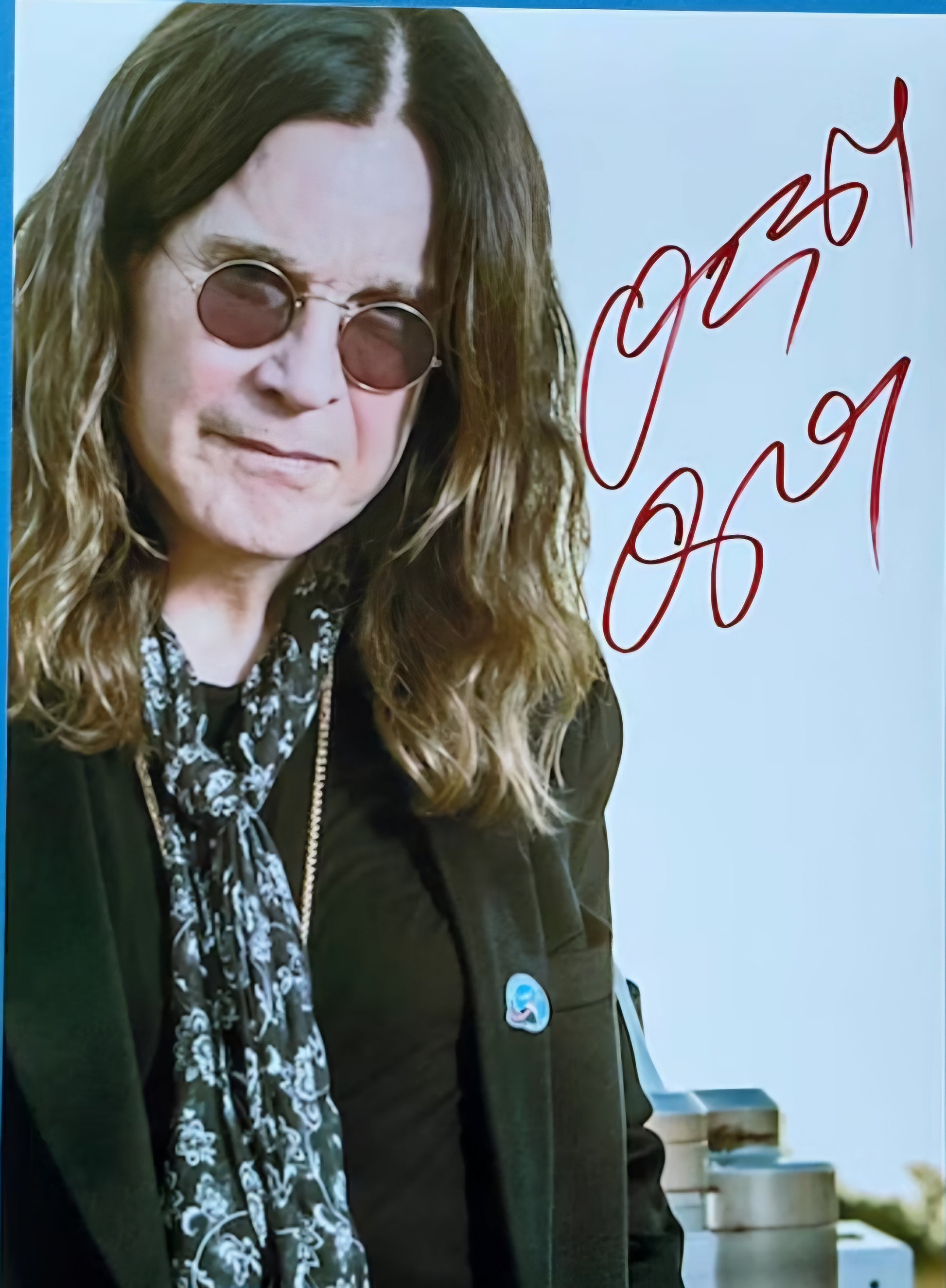 Ozzy Osbourne signed autographed photo in Gold marker sunglasses on