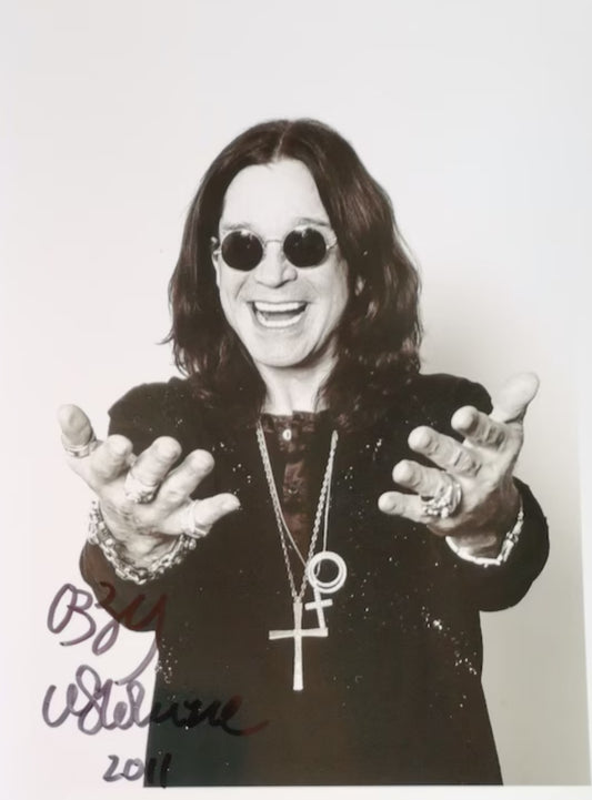 Ozzy Osbourne signed autographed photo hands out helping Boston memorabilia