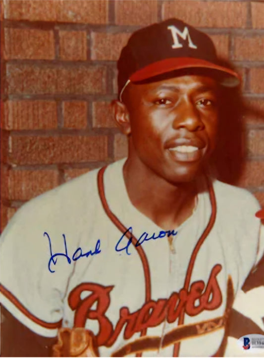 Hank Aaron signed autographed photo selfie Boston memorabilia