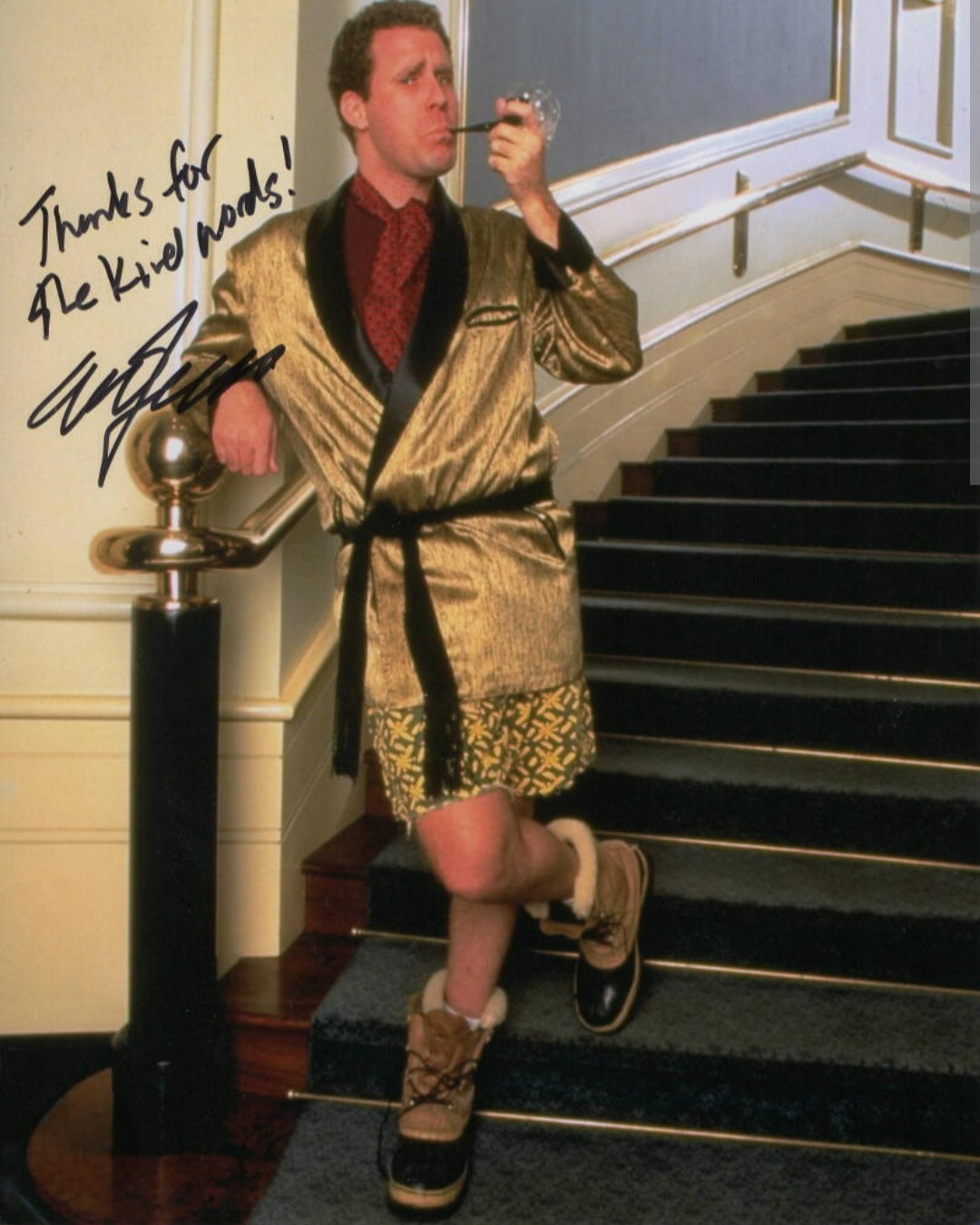 Will Ferrell signed autographed photo smoking cigar on the steps Boston memorabilia