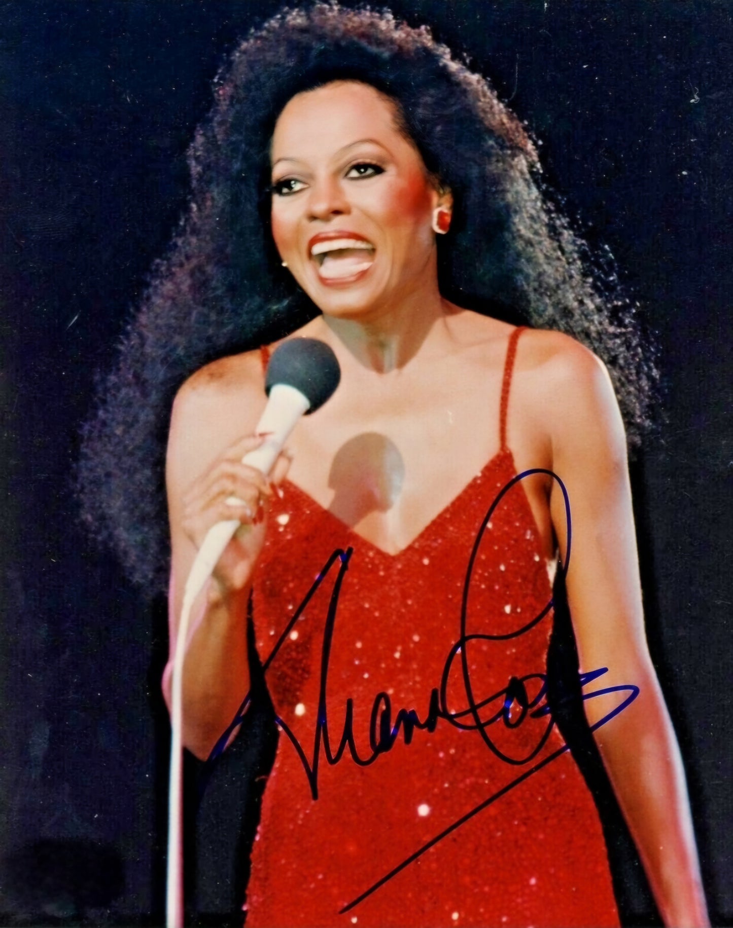 Diana Ross signed autographed photo red dress Boston memorabilia