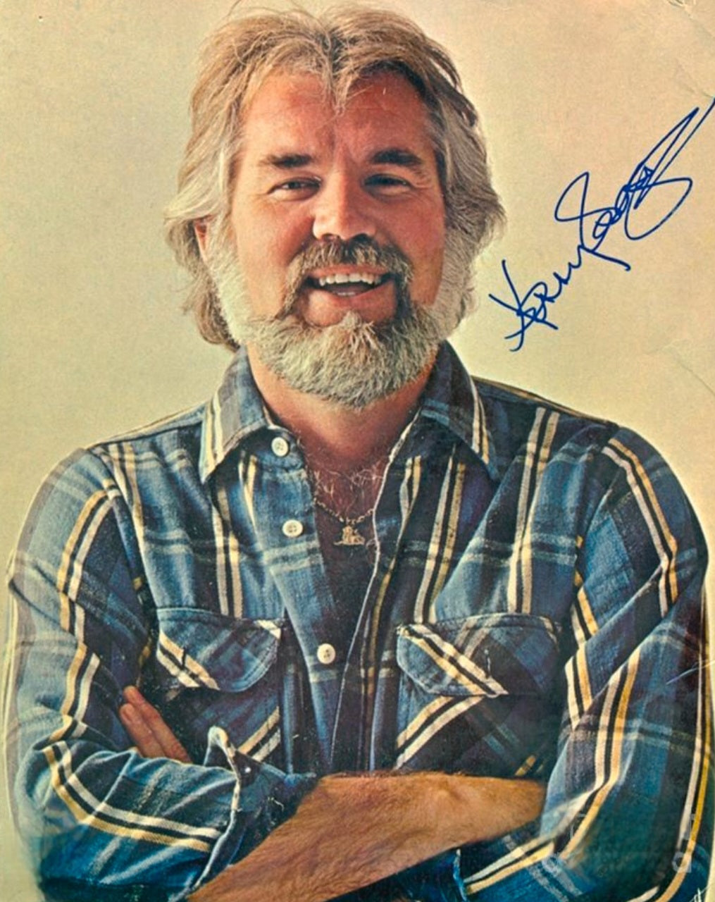 Kenny Rogers signed autographed photo blue marker Boston memorabilia