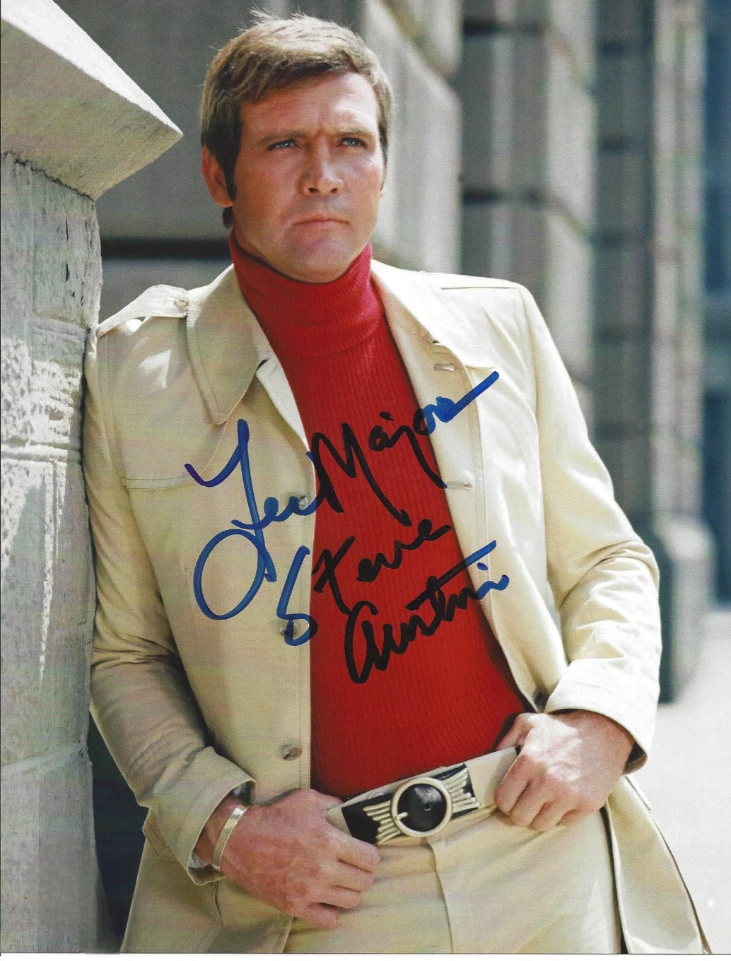 Lee Majors signed autographed photo Boston memorabilia $6 Million Dollar Man