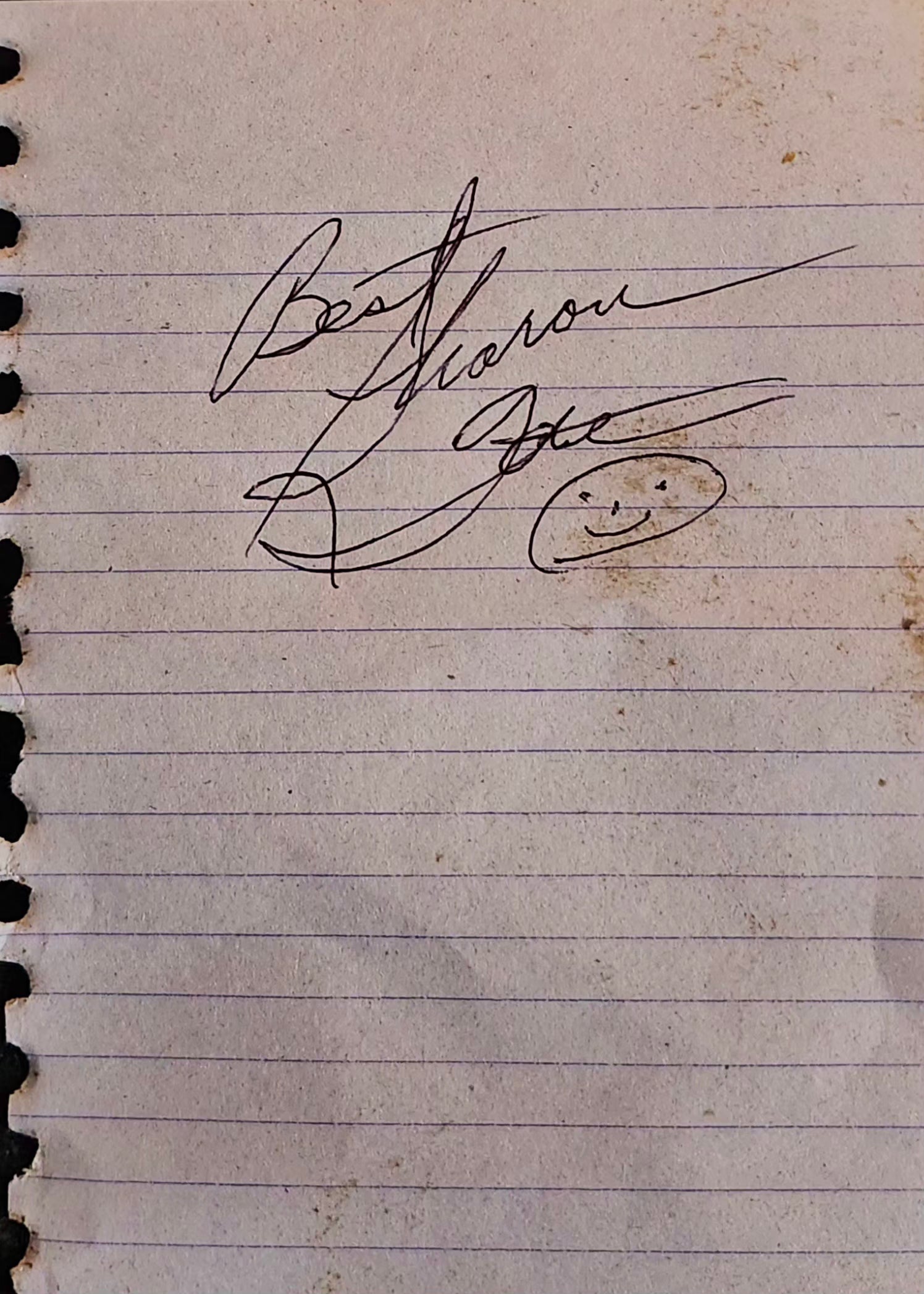 Sharon Tate signed paper cut