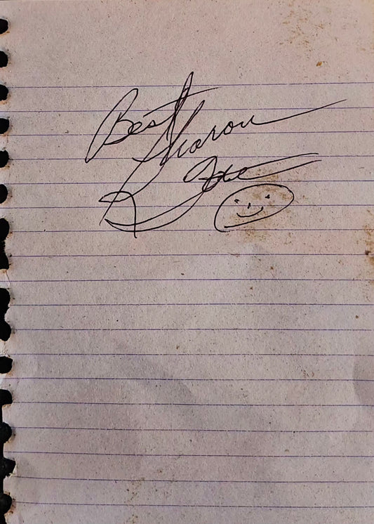 Sharon Tate signed paper cut