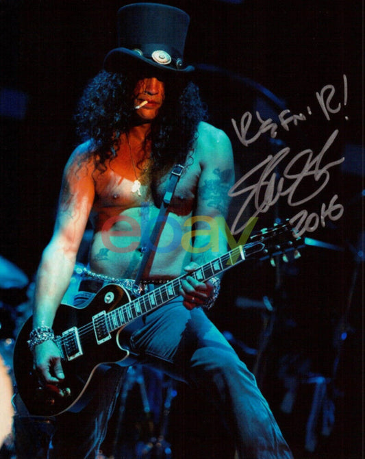 Slash signed autographed photo silver marker inscribed Boston memorabilia