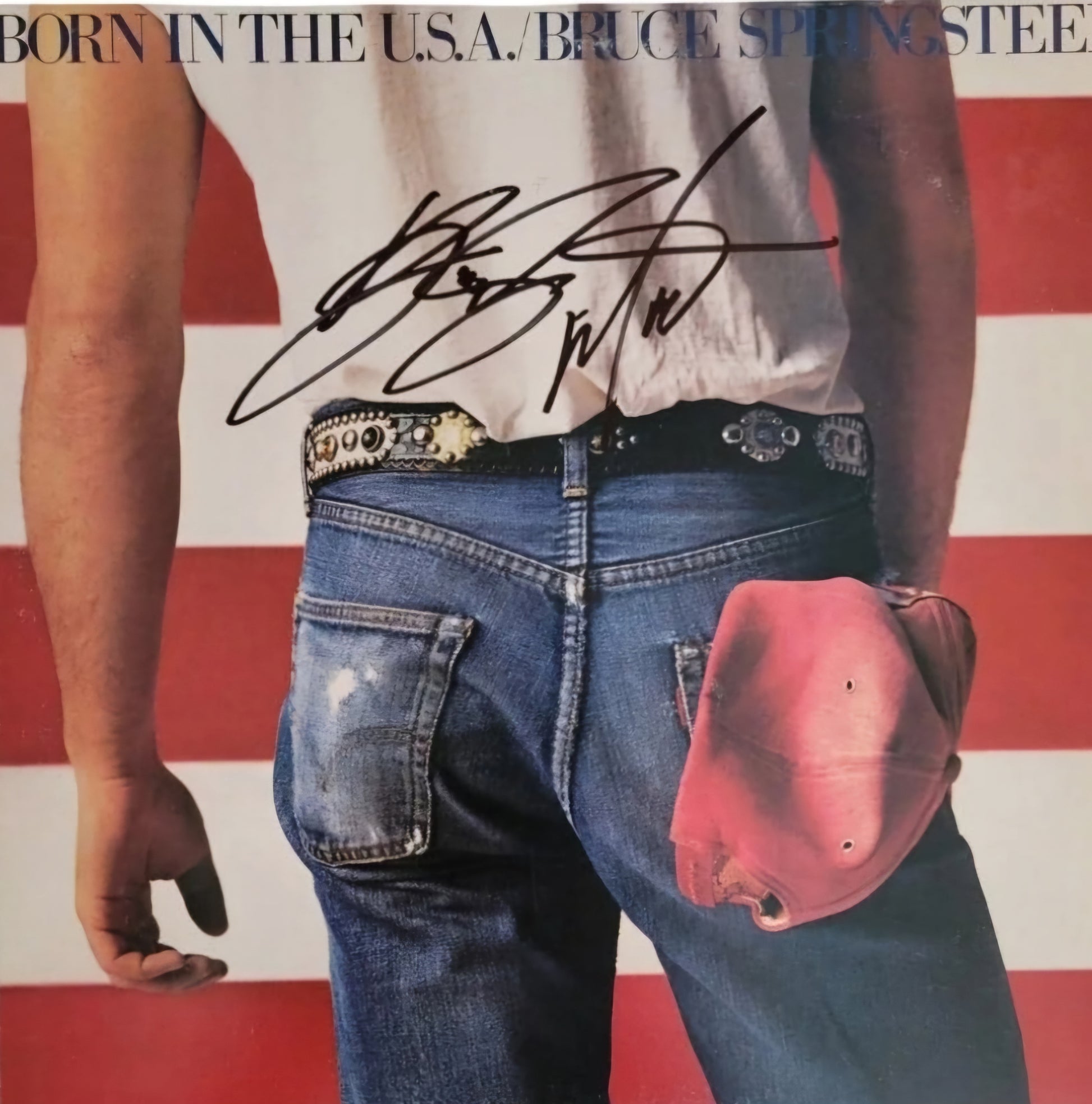 Bruce Springsteen signed album USA hit Born in the USA black marker