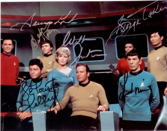 Star Trek cast signed photo spaceship Beckett autographs