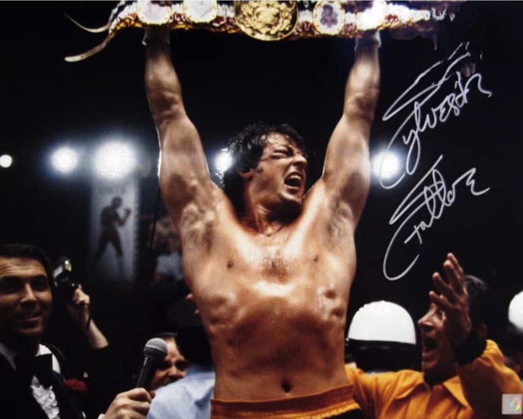 Sylvester Stallone Rocky movie scene signed photo arms and Air Boston memorabilia