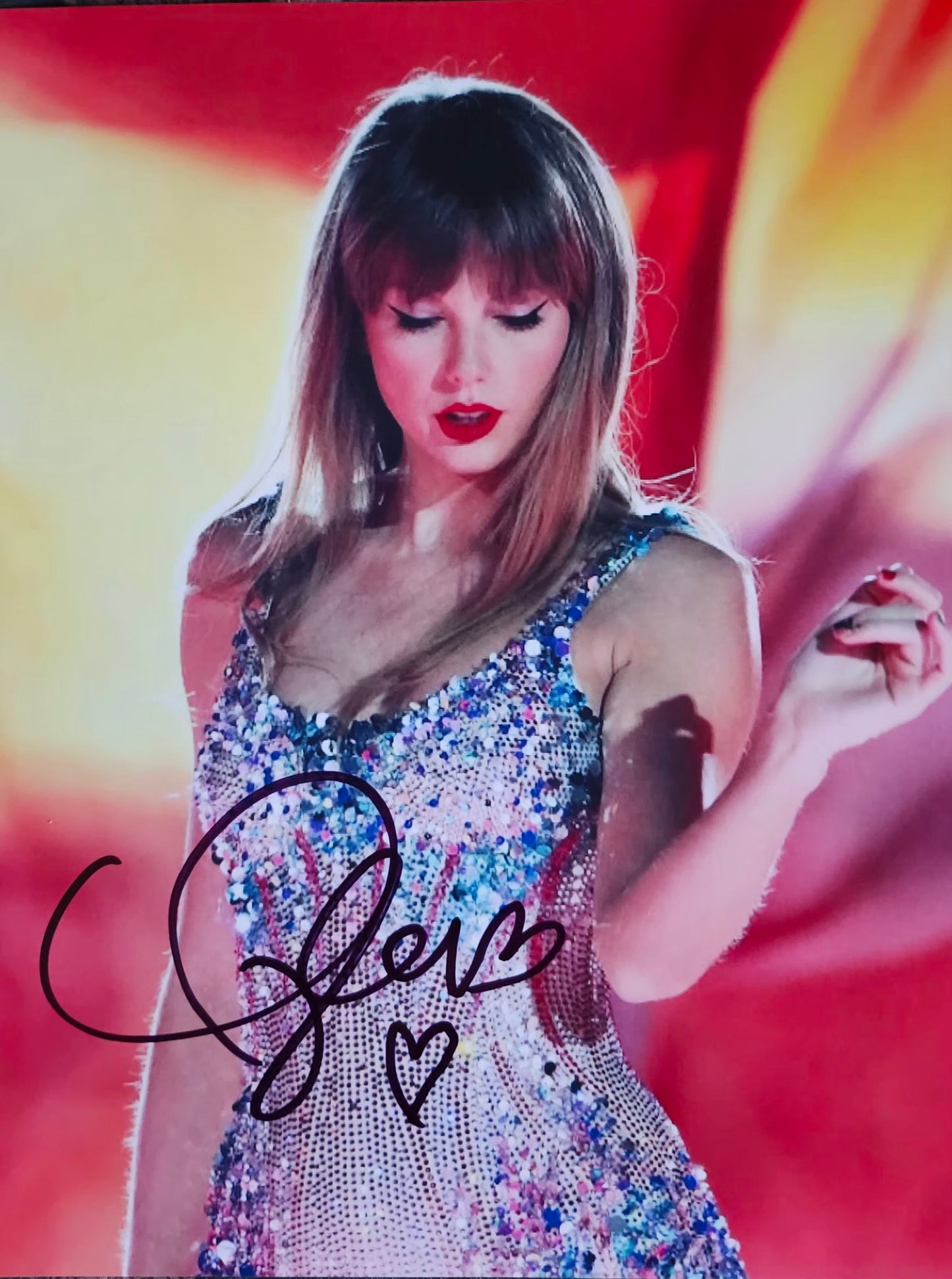 Taylor Swift signed photo rainbow colors