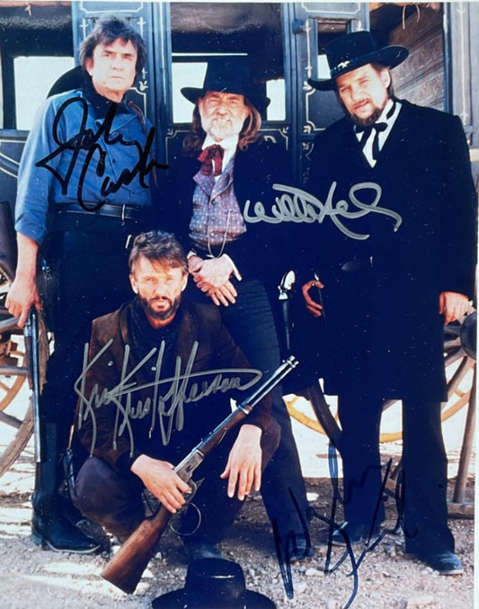 The Highwaymen signed photo in silver marker Western scene