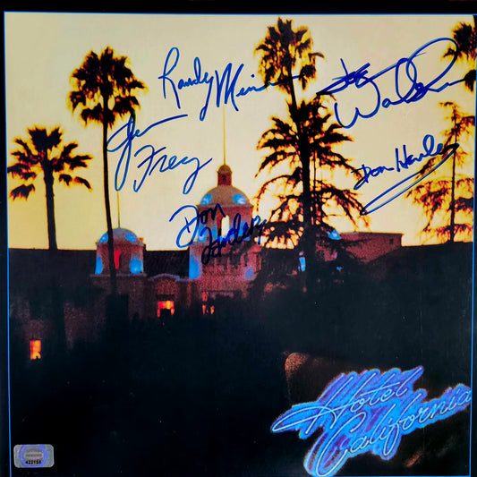 The eagles signed Hotel California album blue marker