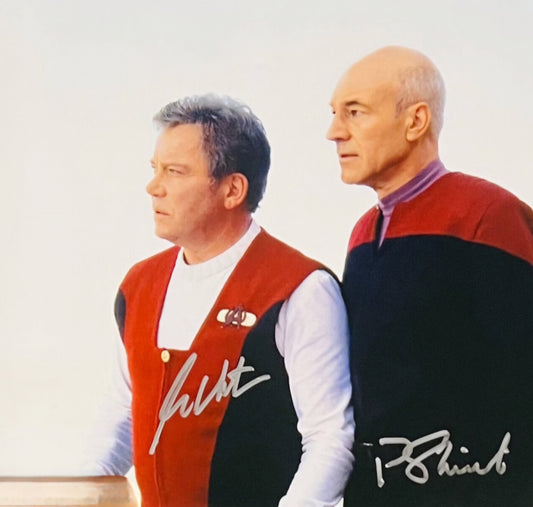 William Shatner Patrick Stewart signed photo silver marker