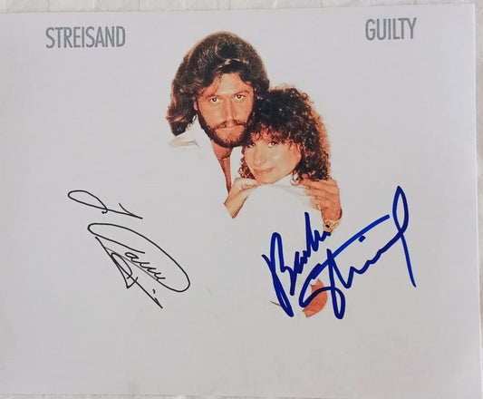 Barbra Streisand Barry Gibb signed photo record album cover pic autographed