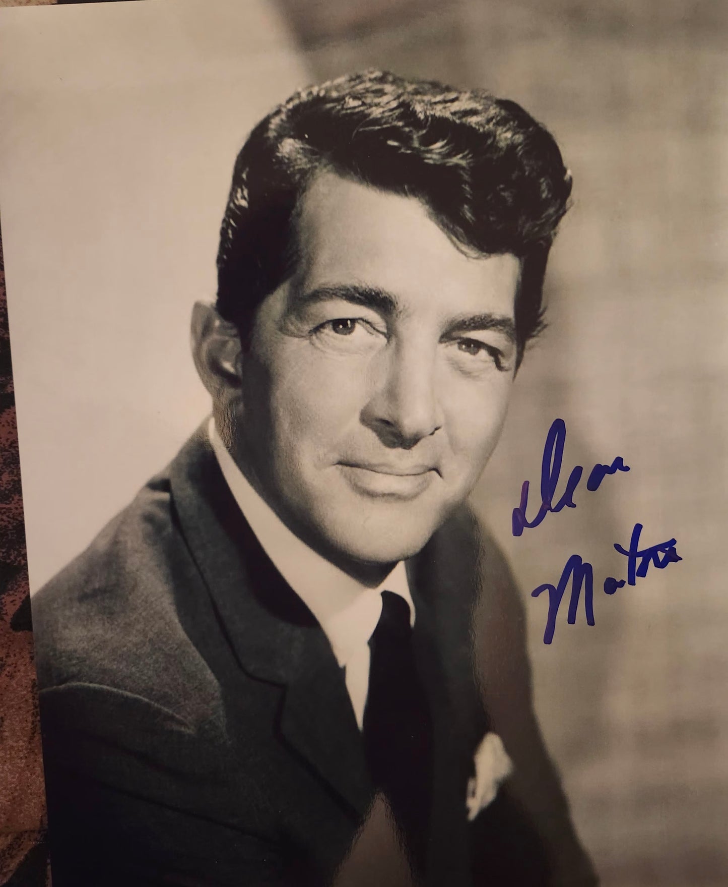 dean martin signed photo in black and white blue marker