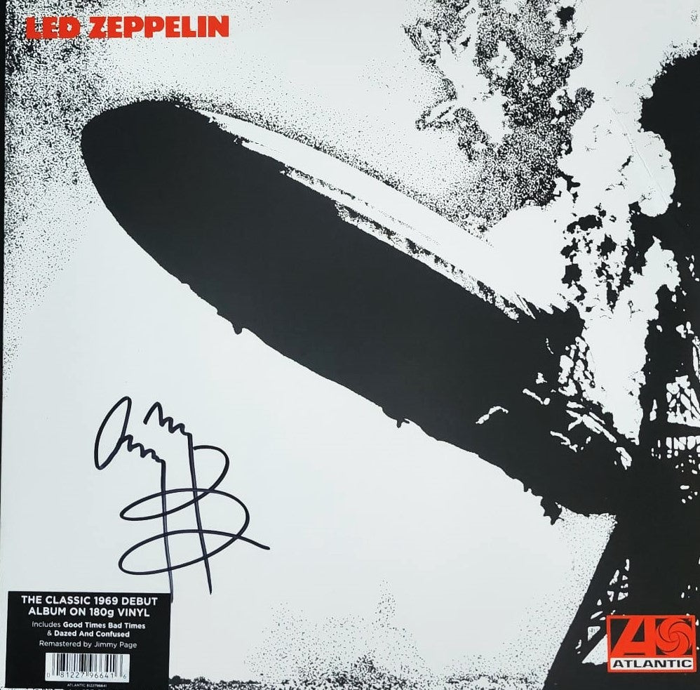 Jimmy Page signed autographed Led Zeppelin debut album black marker