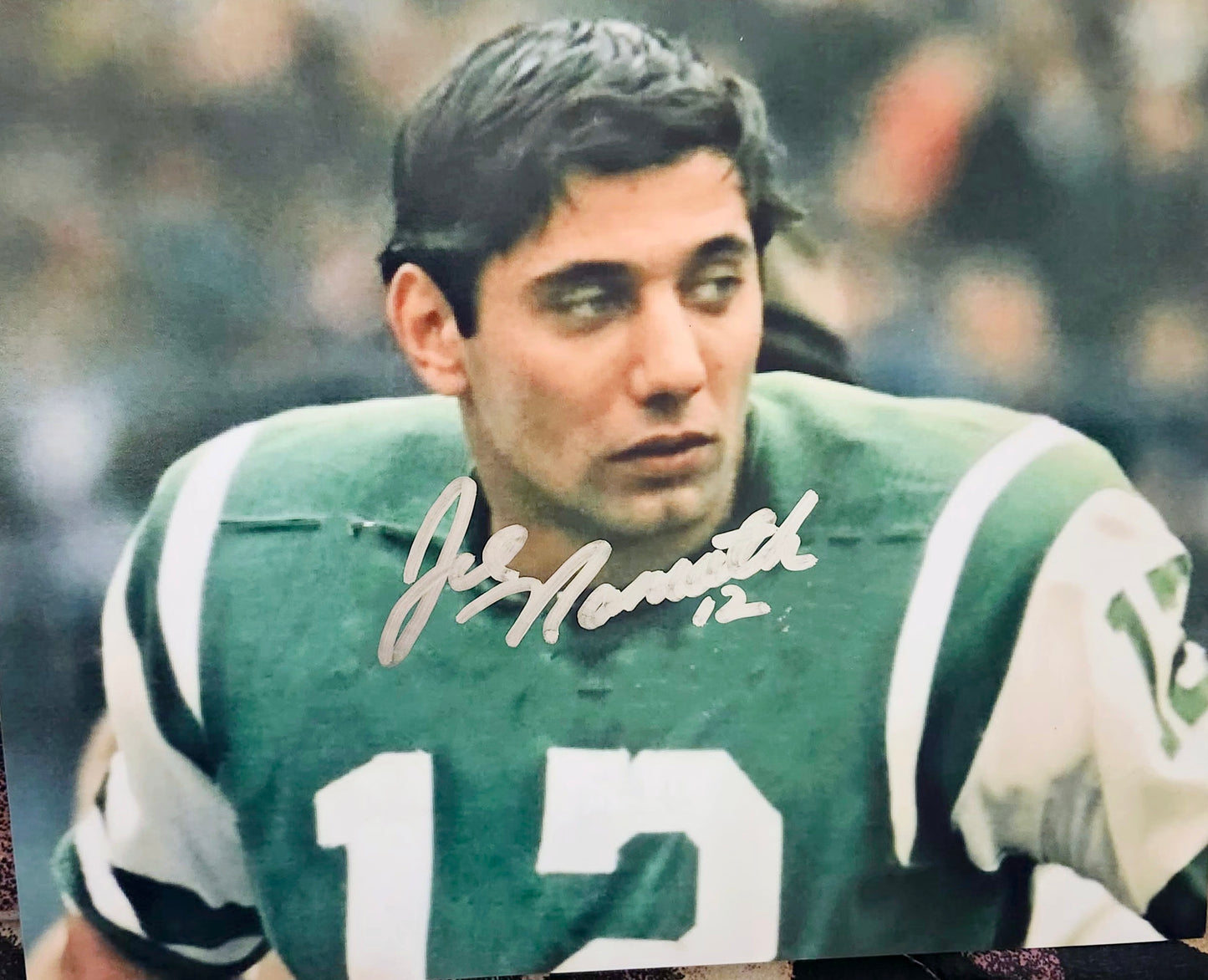 joe namath signed photo silver marker