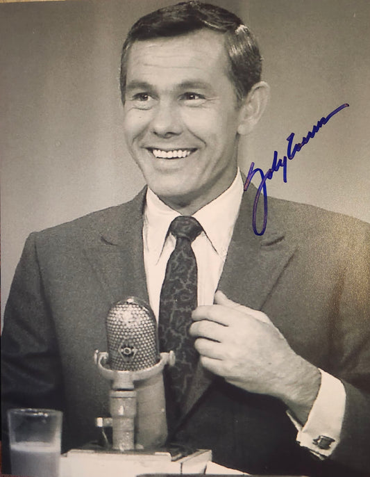 johnny carson signed photo blue marker