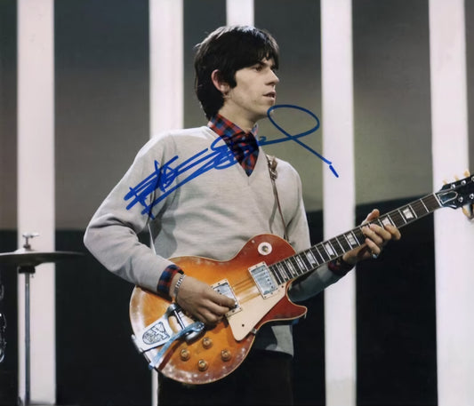 keith richards signed photo in blue marker