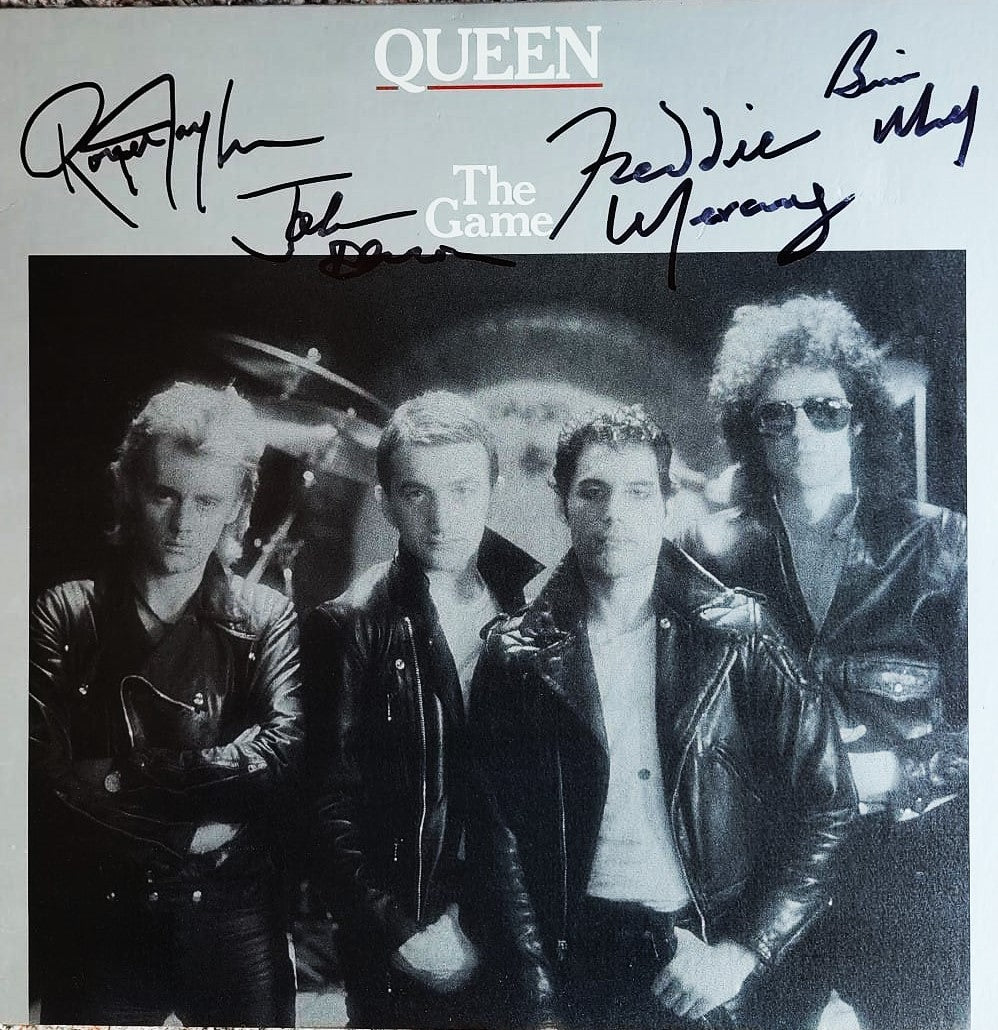 Queen band signed autographed album the game black marker