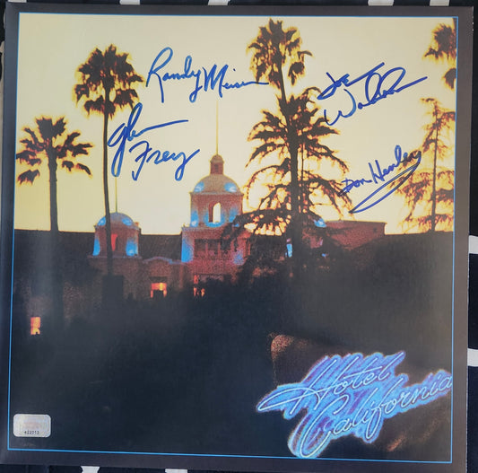 THE EAGLES band signed autographed album Hotel California blue marker COA Hologram