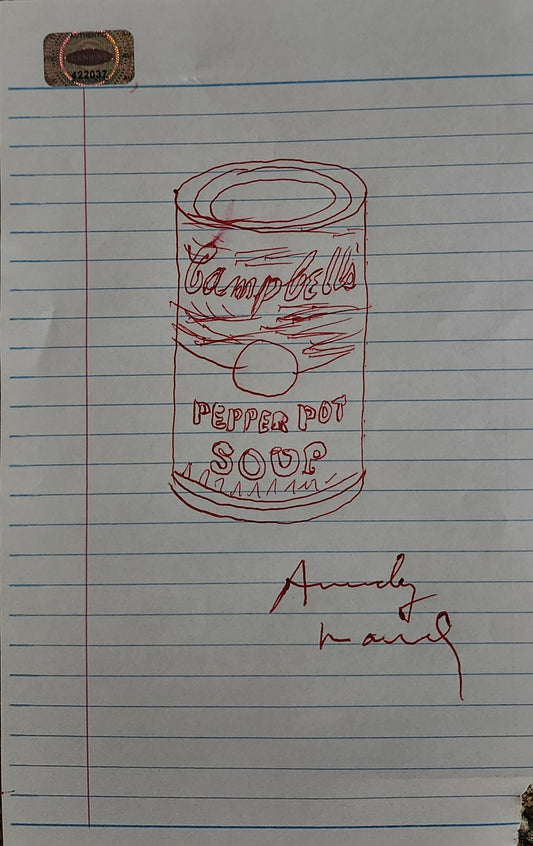 ANDY WARHOL Signed Drawn Soup Can COA Hologram