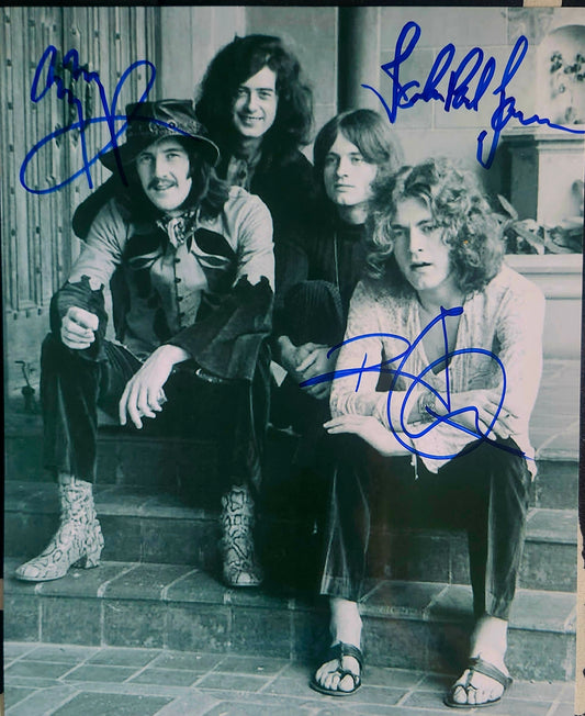 Led Zeppelin band signed photo black and white by Boston memorabilia